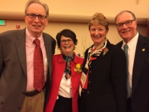 Donna and George Beestman celebrate with Ellen and Tom Foley at the 2015 Athena Awards. 